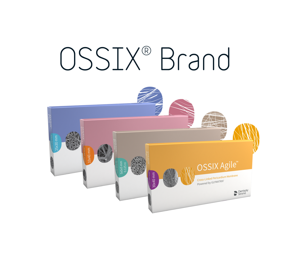 4 products from the OSSIX® family - OSSIX® Plus, OSSIX™ Bone, OSSIX® Volumax and OSSIX Agile™